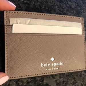 Kate Spade Card Wallet Taupe and Glitter